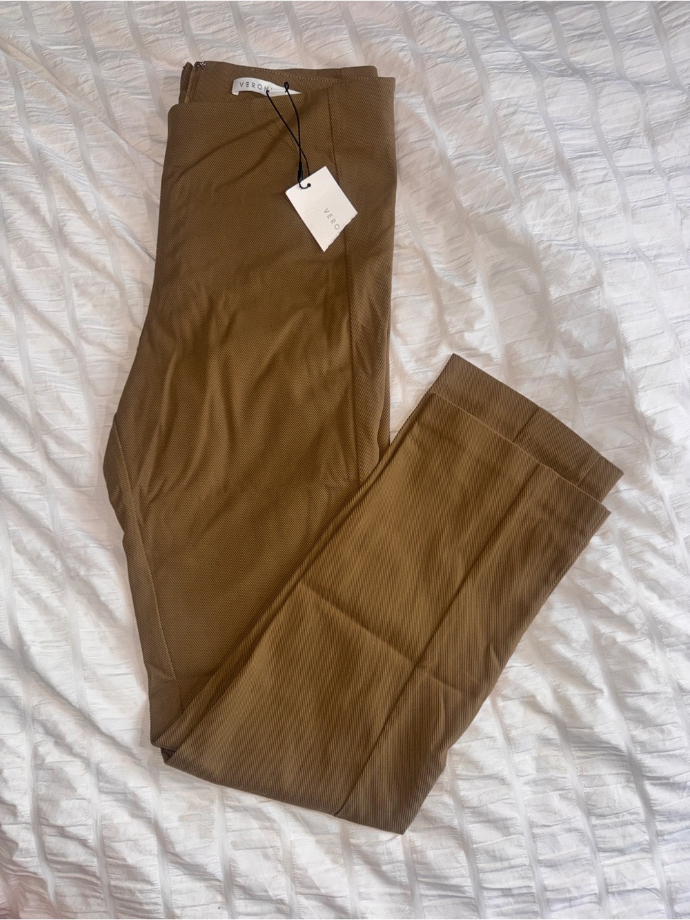 NWT Veronica Beard-Beige Khaki  zip back flat front Pants-Size 4